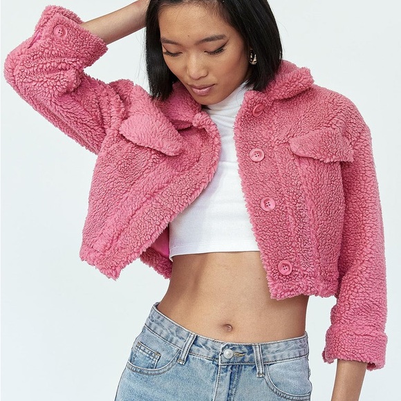 Princess Polly Jackets & Blazers - Princess Polly Adriana Teddy Jacket in Pink Size M/L New with tag